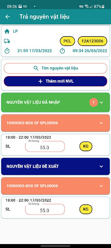 EKanban Screen 2