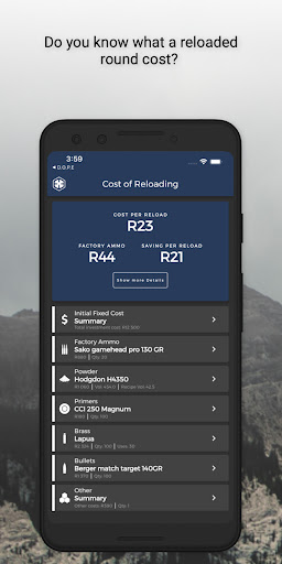 Android application GUNR - Cost of Reloading screenshort