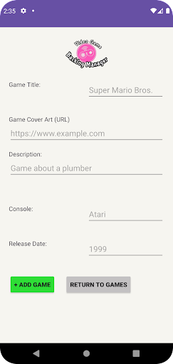 Video Game Backlog Manager Screen 3