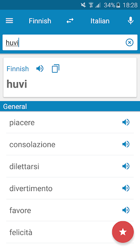 Android application Finnish-Italian Dictionary screenshort