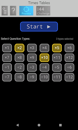 Times Tables Screen 3