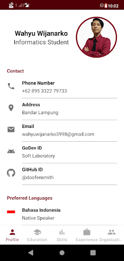 Android application CV Wahyu screenshort