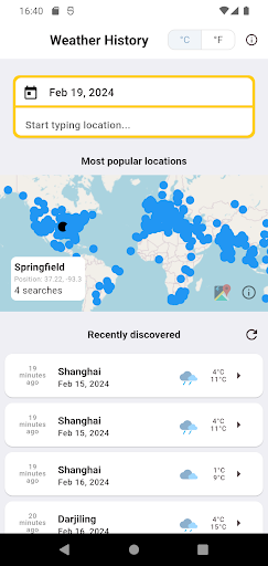 Android application Weather History screenshort