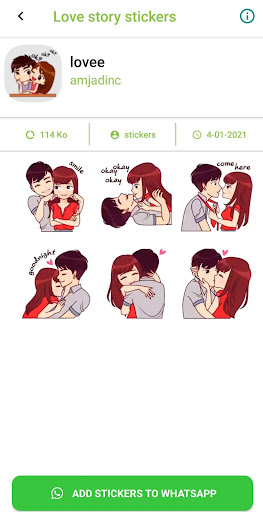 Android application Love Story Stickers screenshort