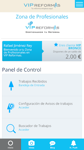 Android application VipReformas para Profesionales screenshort