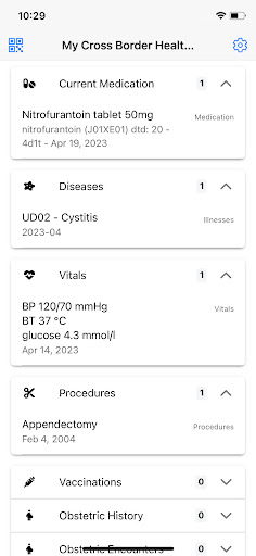 Android application My Cross Border Health Record screenshort