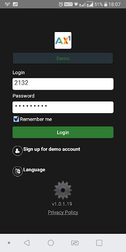 Android application AX1Trader screenshort
