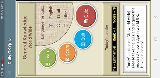 Android application Daily GK Quiz screenshort