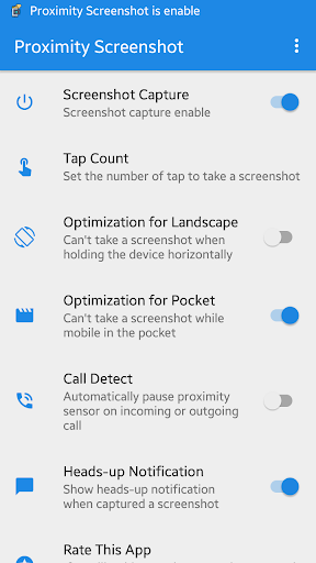 Android application Proximity Screenshot Capture screenshort