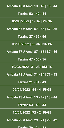 Android application Numeretto e cadenza screenshort