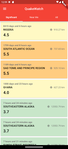Android application QuakeWatch screenshort