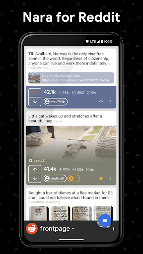 Android application Nara for Reddit screenshort