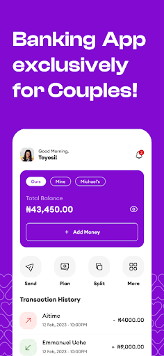 Android application Yunite - Banking for Couples screenshort