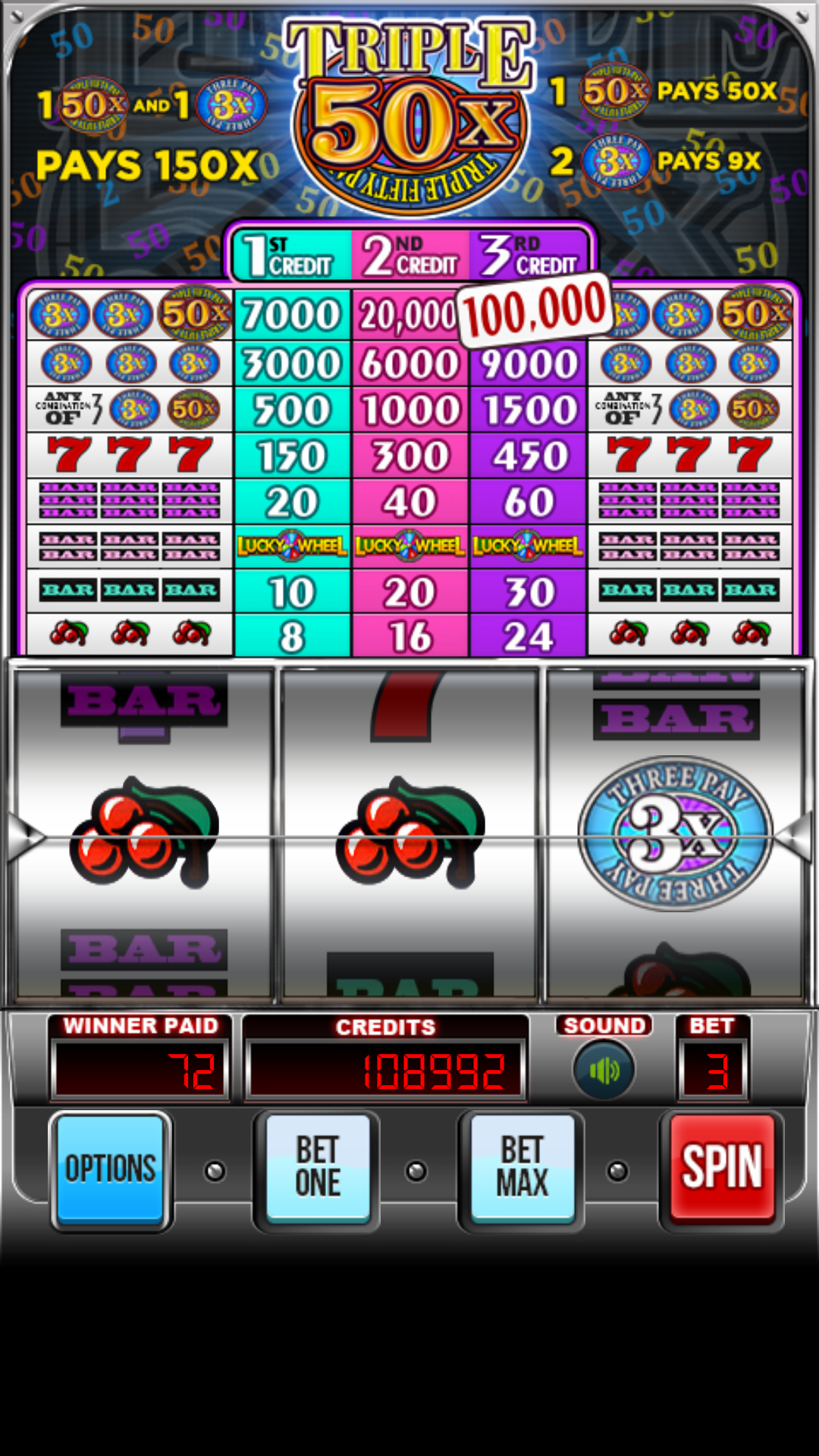 Android application Triple 50x Pay Slot Machine screenshort