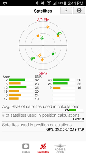 Screenshot of XGPS ADS-B Status Tool