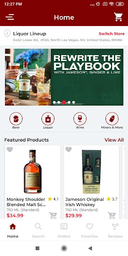 Android application Liquor Lineup screenshort