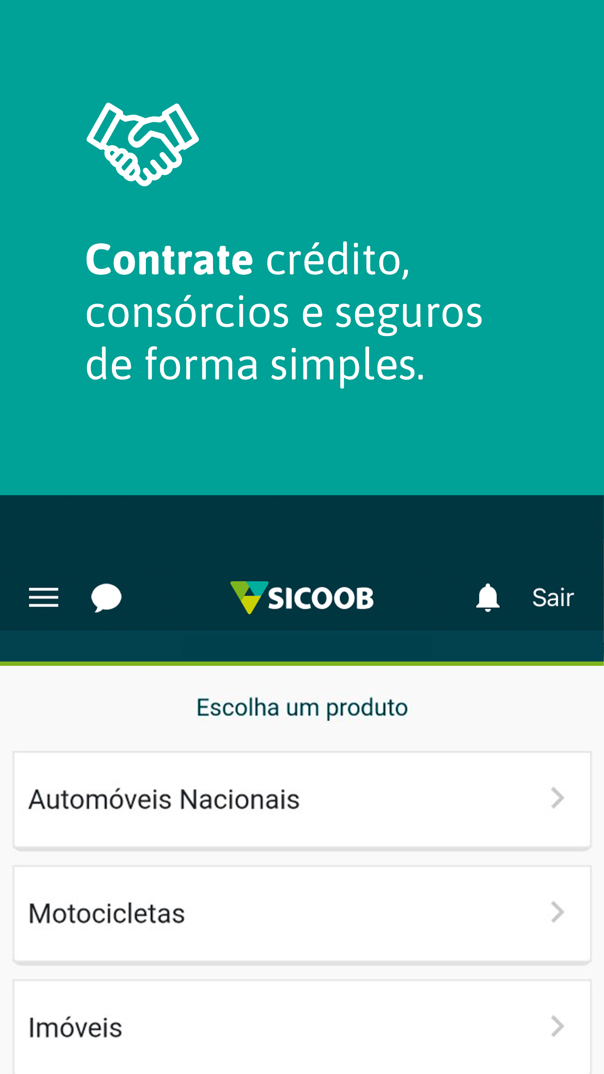 Android application Sicoob screenshort