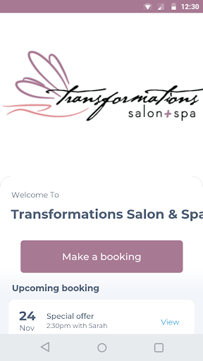 Android application Transformations Salon & Spa screenshort