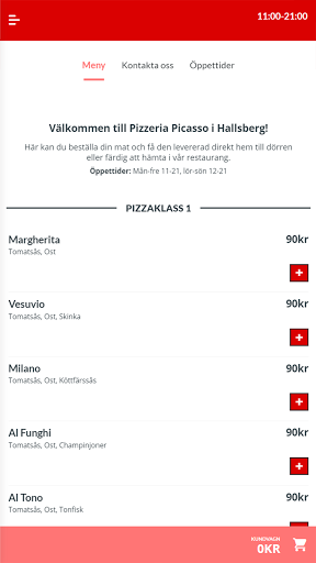 Android application Pizzeria Picasso screenshort