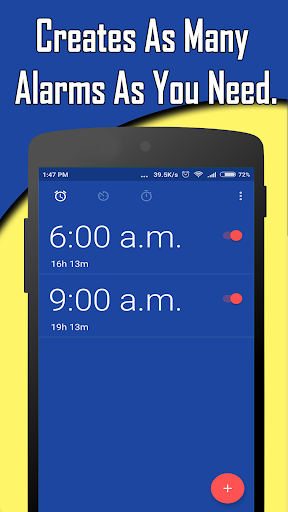 Android application Alarm Clock + Timer + Stopwatc screenshort