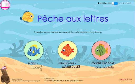 Android application Pêche aux lettres screenshort
