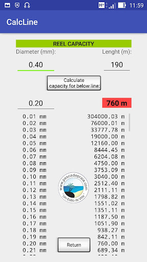 Fishing Line Calculator