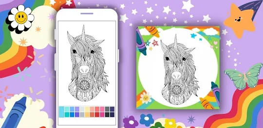 Coloring Book: Unicorn Mandala