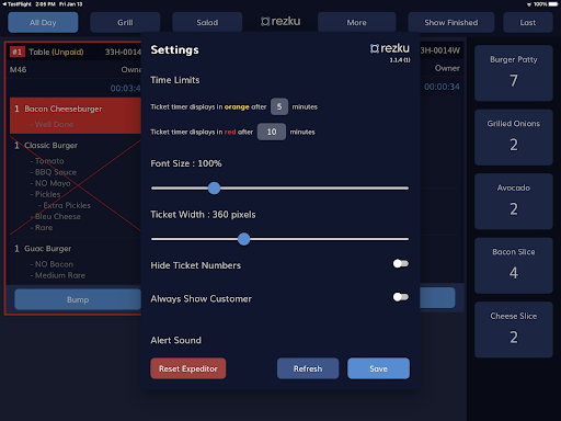 Rezku Smart KDS Screen 2
