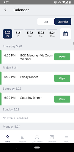 Oakland Yacht Club App Screen 3
