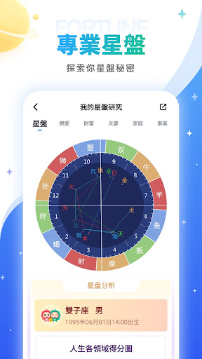 Android application 靈占星座-每日運勢星盤塔羅牌命理情感心理 screenshort