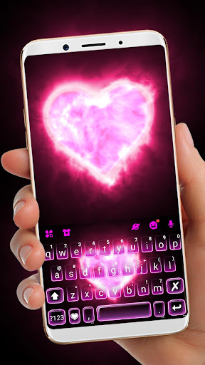 Android application Pink Neon Heart 2 Keyboard The screenshort