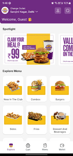 Android application The Burger Club screenshort