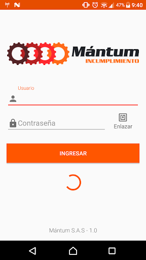 Android application Mántum Incumplimiento screenshort