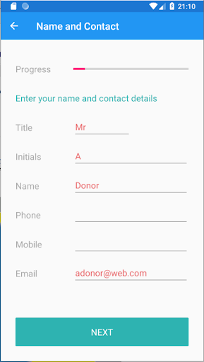 Kudos SignUp Screen 2
