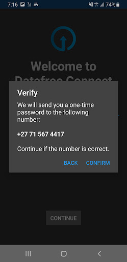 Datafree Connect Screen 2