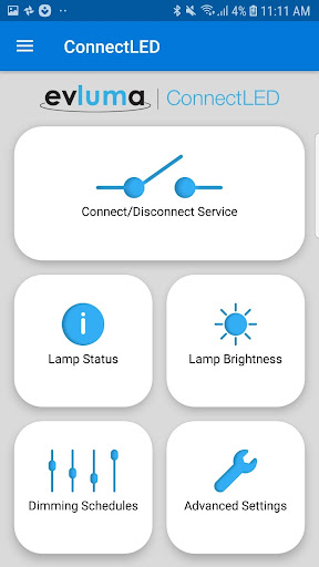 Android application Evluma ConnectLED screenshort