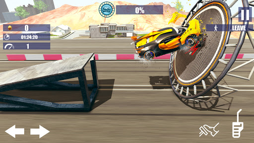 Trampoline Madness Crash - Beam Car Driving 3D