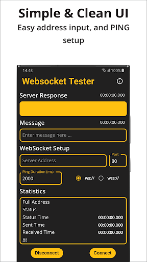 Android application WebSocket Tester screenshort