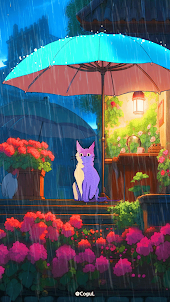 카카오톡 테마 - 비오는 날과 고양이