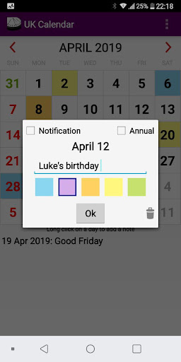 2020 UK National Holiday Calendar