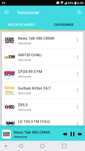 Android application Radio Vancouver screenshort