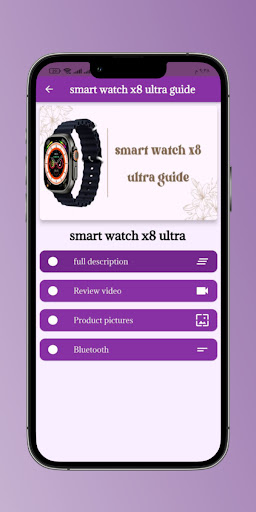 Android application smart watch x8 ultra guide screenshort