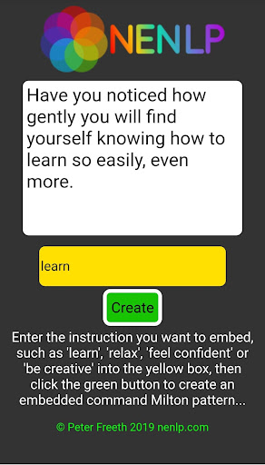 NLP Milton Model Generator Screen 3