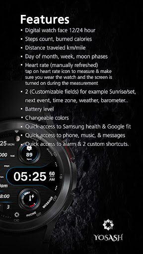 A340 Digital Watch Face YOSASH Screen 3