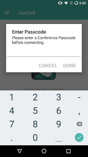 JoinCall Audio Client Screen 2