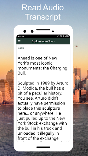 Screenshot of Wall Street NYC GPS Audio Tour