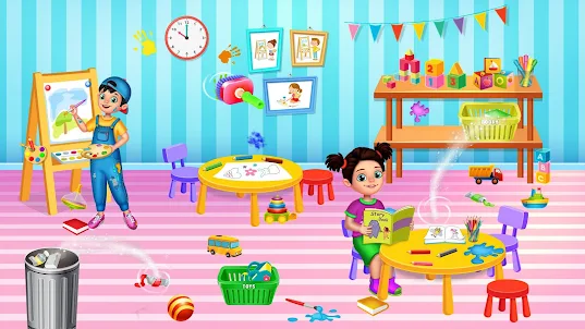 乱雑な高校の清掃：女の子部屋のクリーンアップゲーム