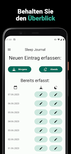 Android application Sleep Journal screenshort