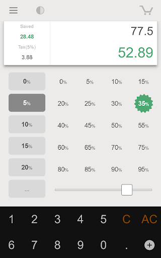 Screenshot of Shopping Percent Calculator