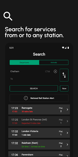 TRACK: Live Train Times Screen 2